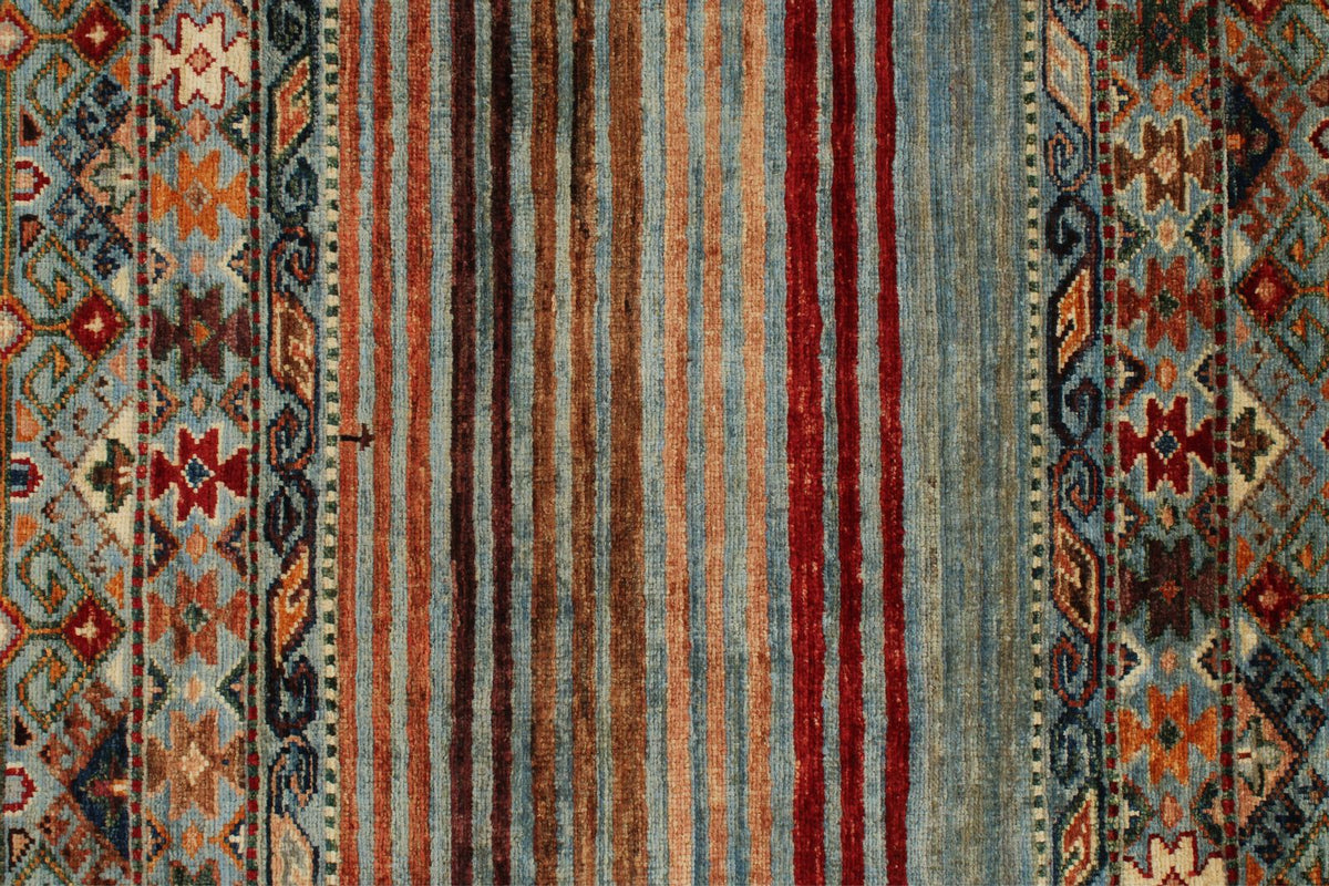 3x4 Light Blue and Multicolor Tribal Rug