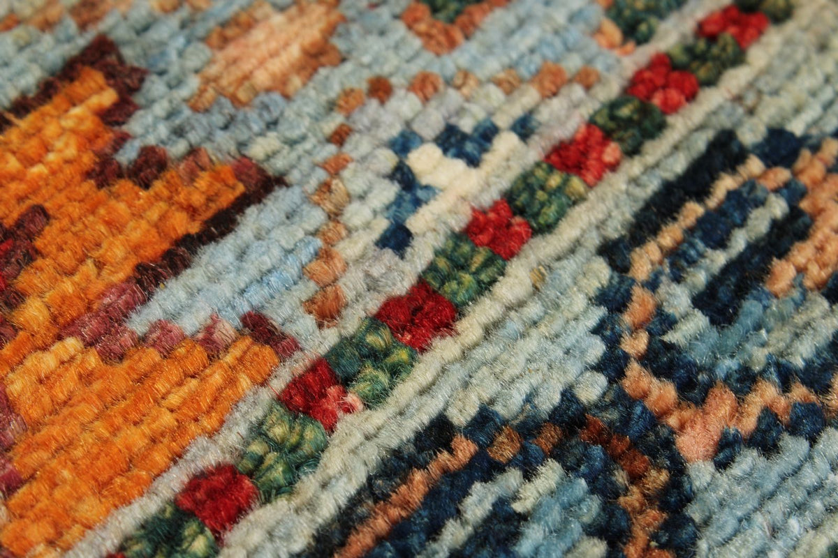 3x4 Light Blue and Multicolor Tribal Rug