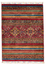 3x4 Red and Multicolor Tribal Rug
