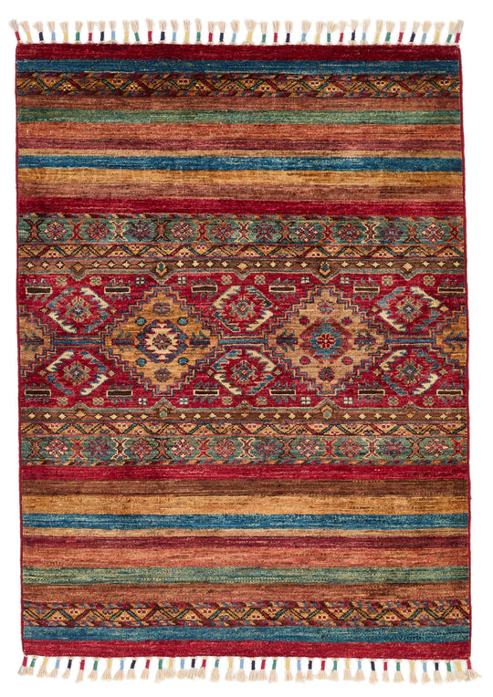 3x4 Red and Multicolor Tribal Rug