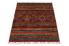 3x4 Red and Multicolor Tribal Rug