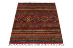 3x4 Red and Multicolor Tribal Rug