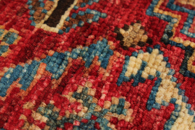 3x4 Red and Multicolor Tribal Rug