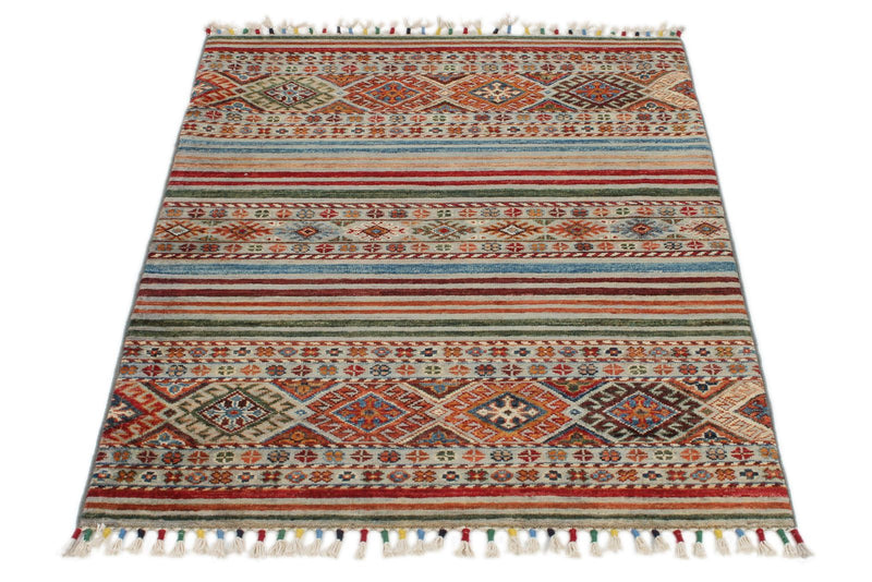 3x4 Brown and Multicolor Tribal Rug