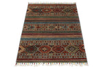 3x4 Brown and Multicolor Tribal Rug