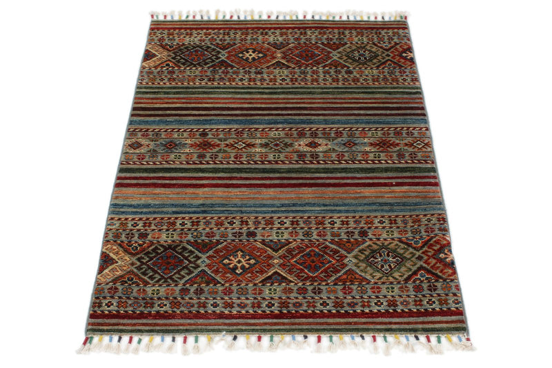 3x4 Brown and Multicolor Tribal Rug