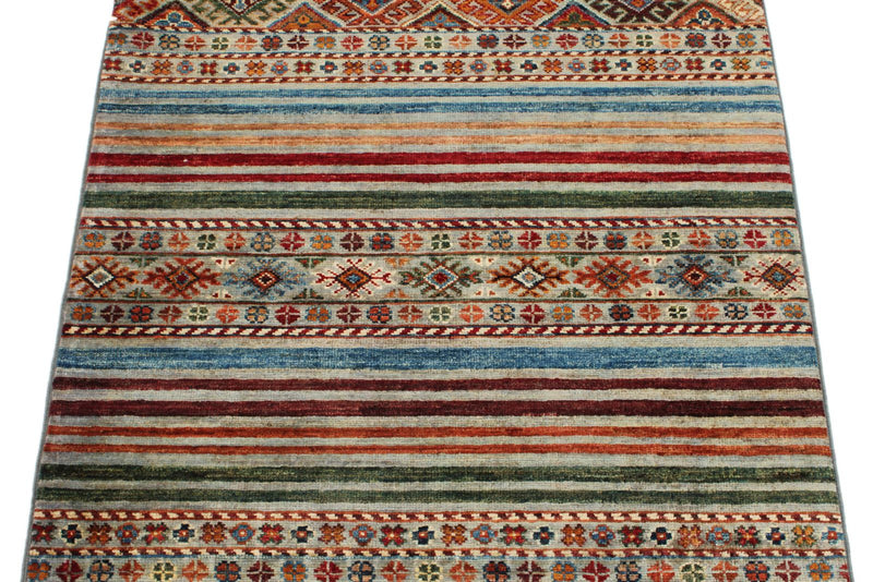 3x4 Brown and Multicolor Tribal Rug