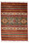 3x4 Green and Multicolor Tribal Rug