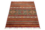 3x4 Green and Multicolor Tribal Rug