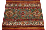 3x4 Green and Multicolor Tribal Rug