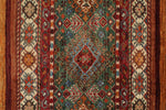 3x4 Green and Multicolor Tribal Rug