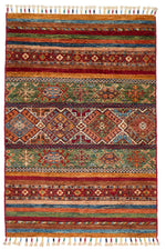 3x4 Green and Multicolor Tribal Rug