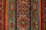 3x4 Green and Multicolor Tribal Rug