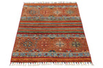 3x4 Brown and Multicolor Tribal Rug