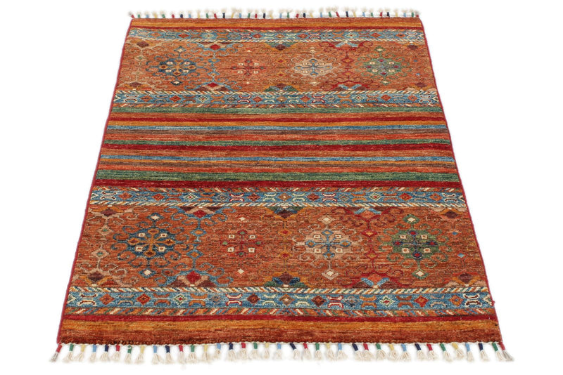 3x4 Brown and Multicolor Tribal Rug