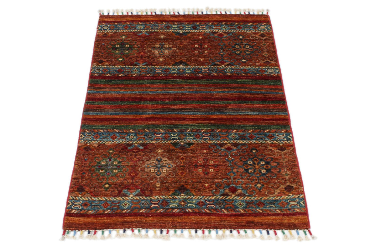 3x4 Brown and Multicolor Tribal Rug