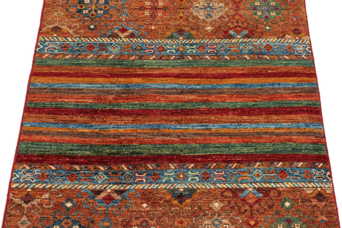 3x4 Brown and Multicolor Tribal Rug