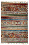 3x4 Gray and Multicolor Tribal Rug