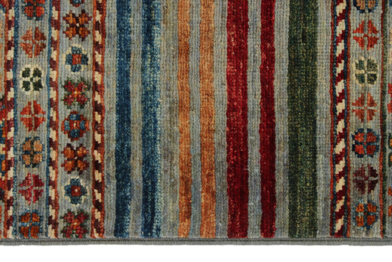 3x4 Gray and Multicolor Tribal Rug