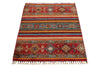 3x4 Red and Multicolor Tribal Rug