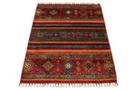 3x4 Red and Multicolor Tribal Rug