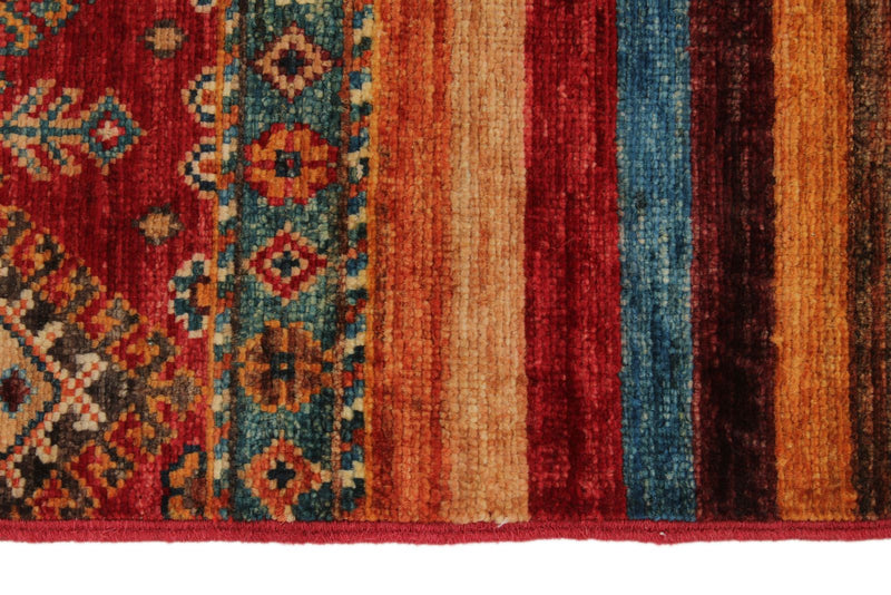 3x4 Red and Multicolor Tribal Rug