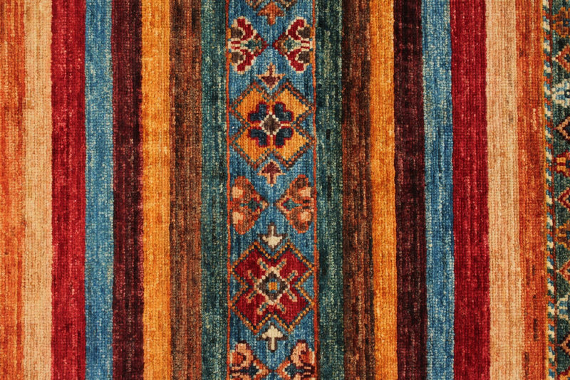 3x4 Red and Multicolor Tribal Rug