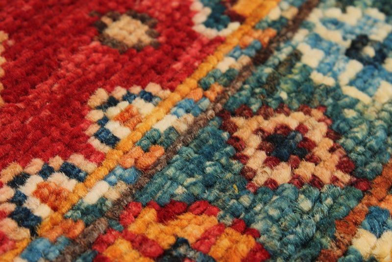 3x4 Red and Multicolor Tribal Rug