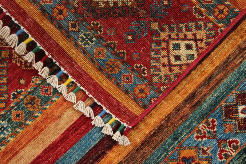 3x4 Red and Multicolor Tribal Rug
