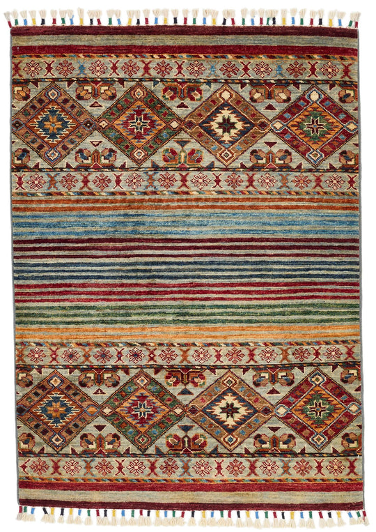 3x4 Brown and Multicolor Tribal Rug