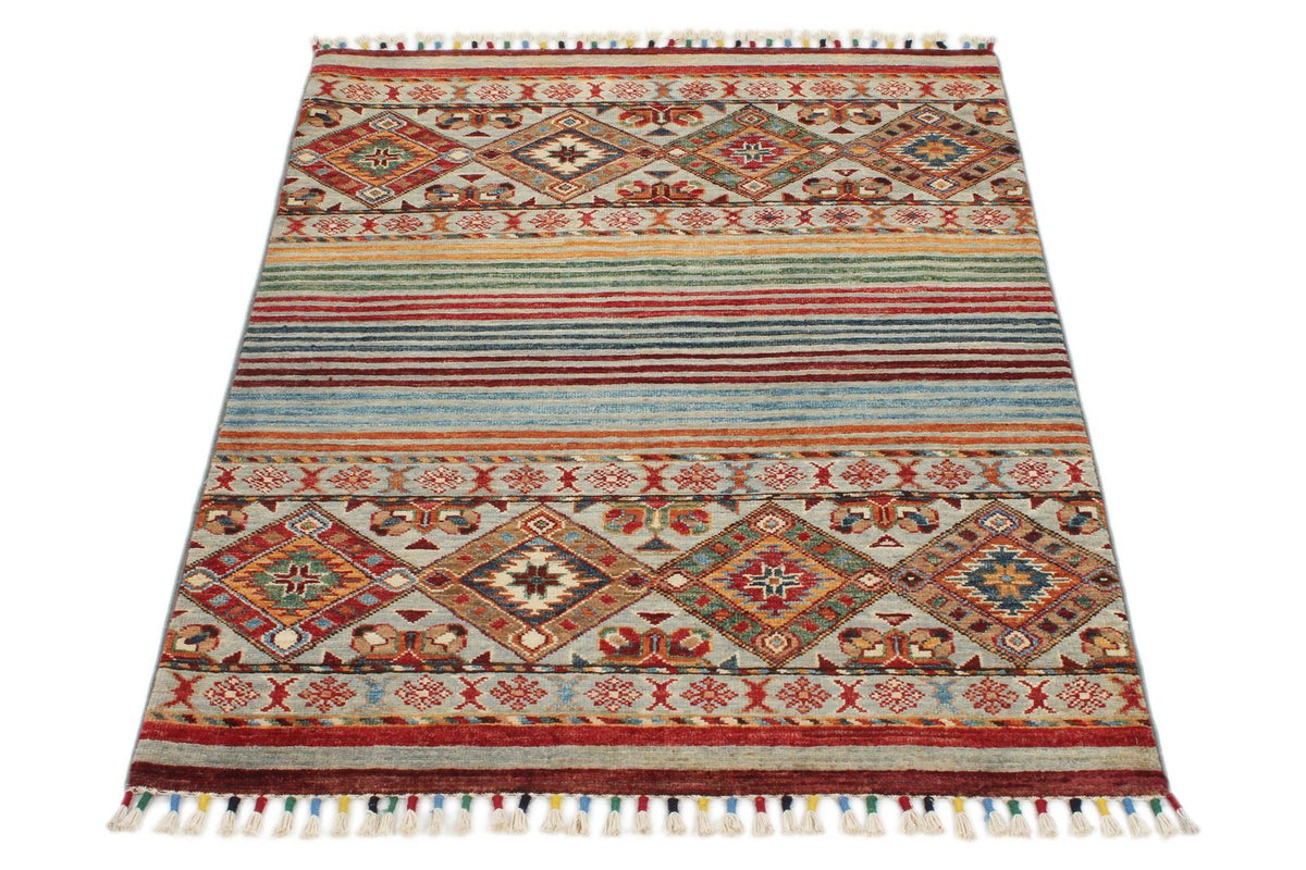 3x4 Brown and Multicolor Tribal Rug