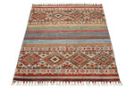 3x4 Brown and Multicolor Tribal Rug