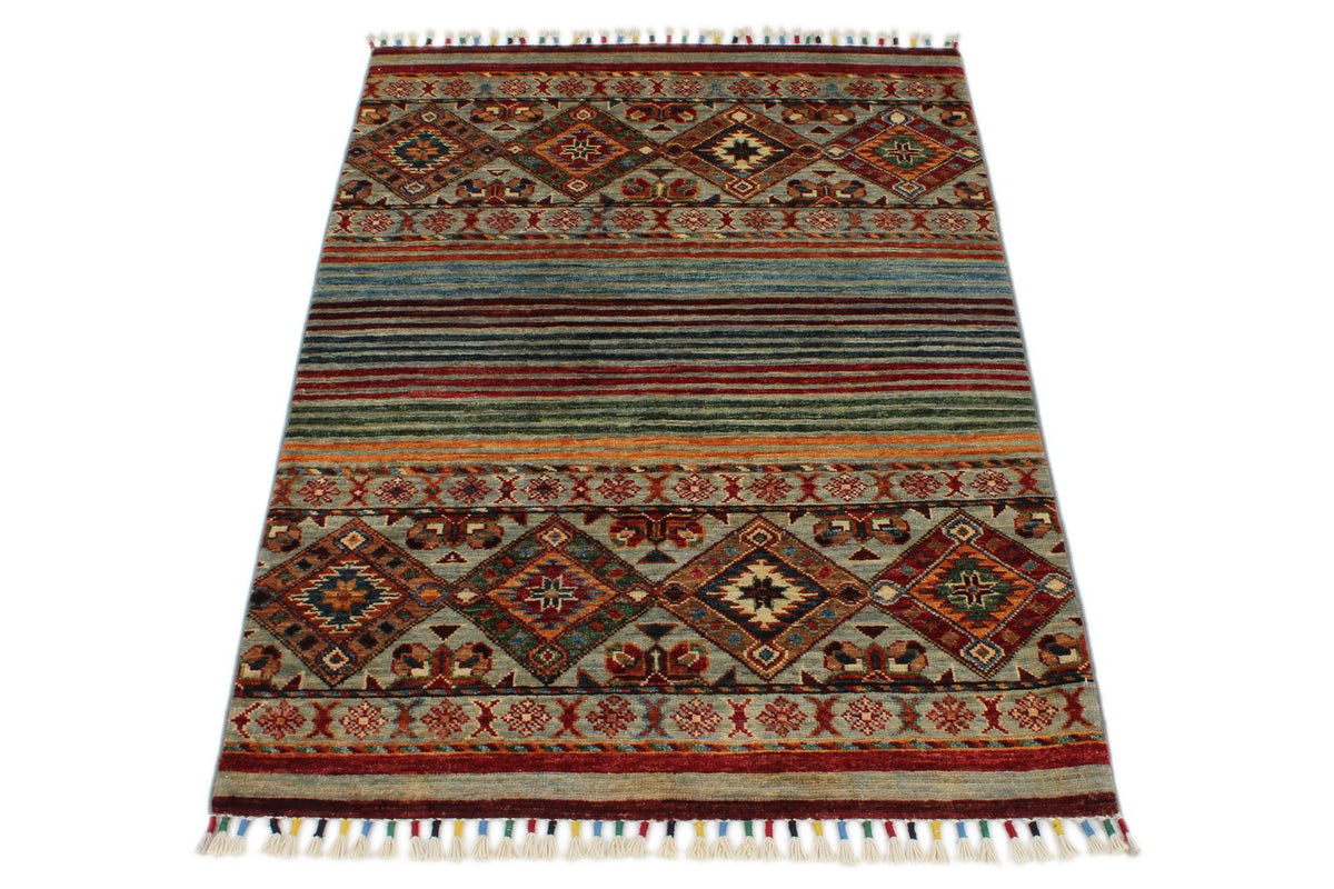 3x4 Brown and Multicolor Tribal Rug