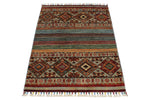 3x4 Brown and Multicolor Tribal Rug