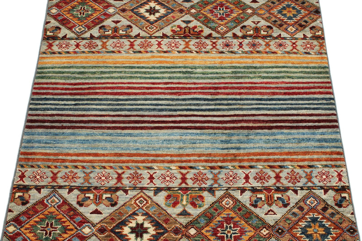 3x4 Brown and Multicolor Tribal Rug