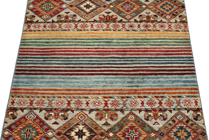 3x4 Brown and Multicolor Tribal Rug