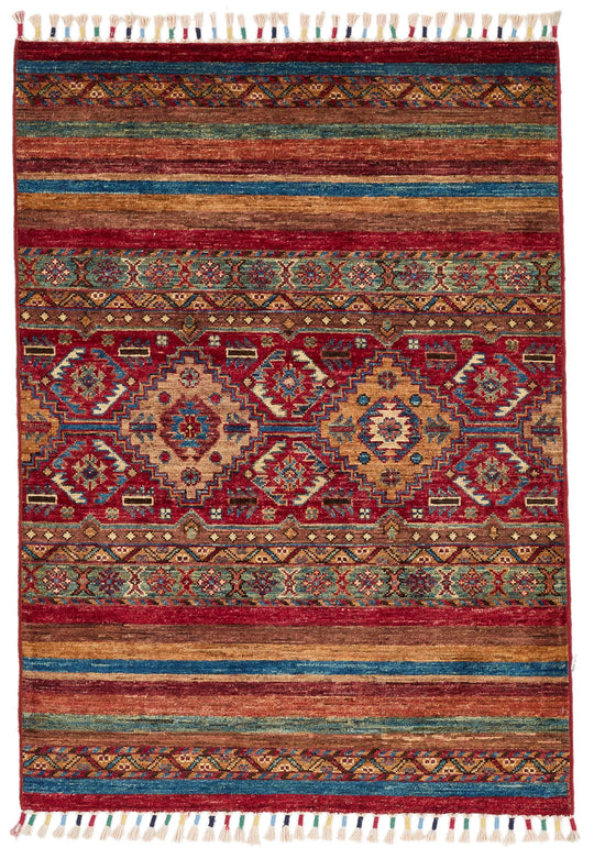 3x4 Brown and Multicolor Tribal Rug
