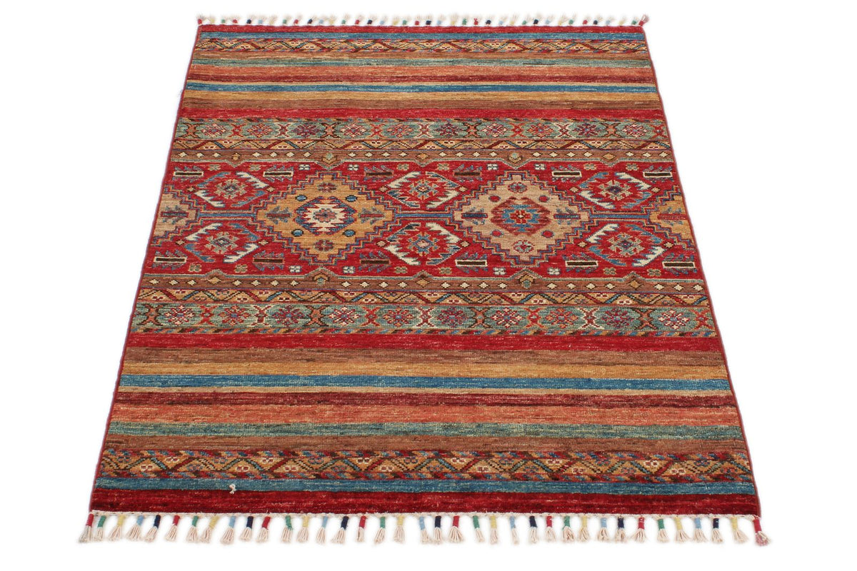 3x4 Brown and Multicolor Tribal Rug