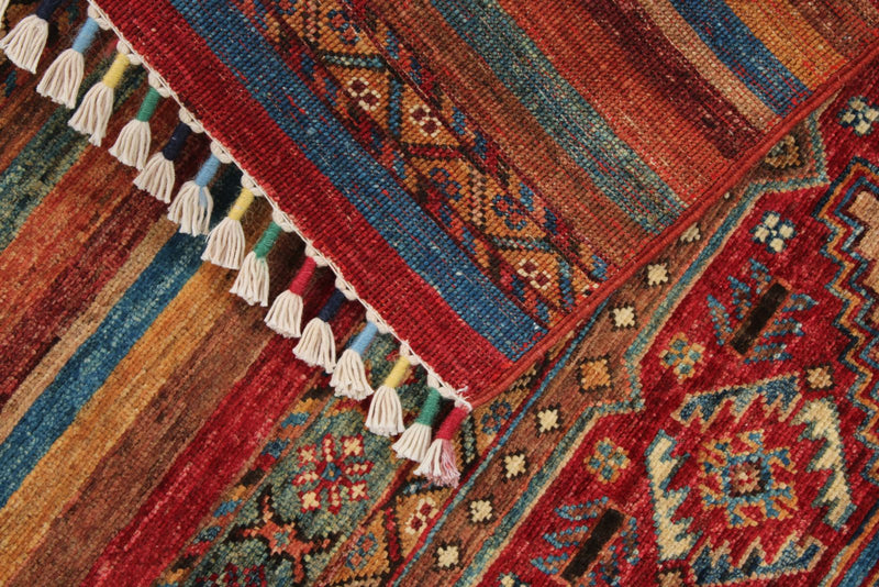 3x4 Brown and Multicolor Tribal Rug