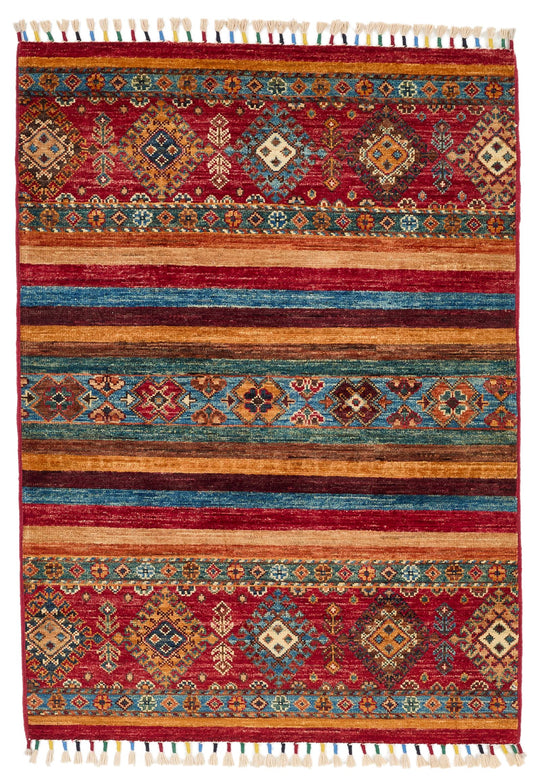 3x4 Red and Multicolor Tribal Rug