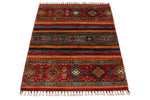 3x4 Red and Multicolor Tribal Rug