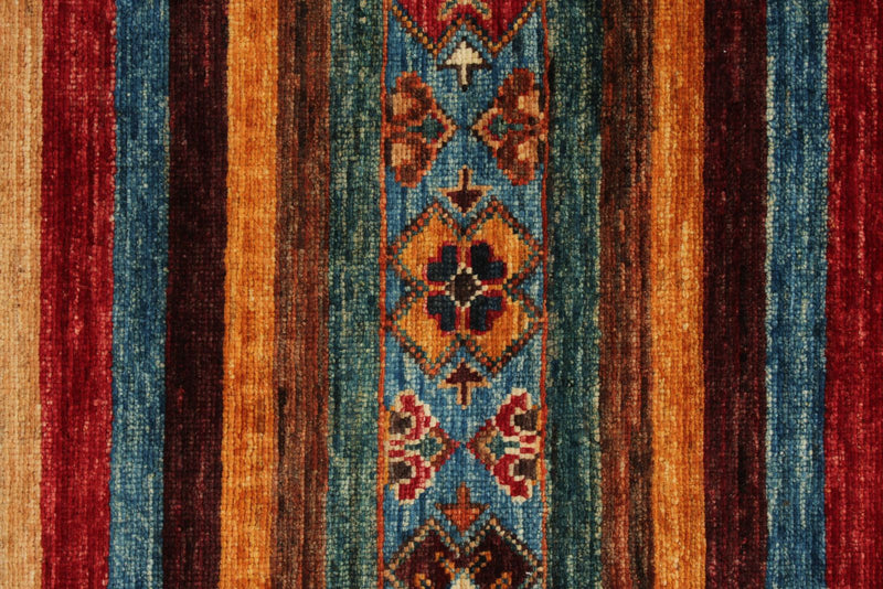 3x4 Red and Multicolor Tribal Rug