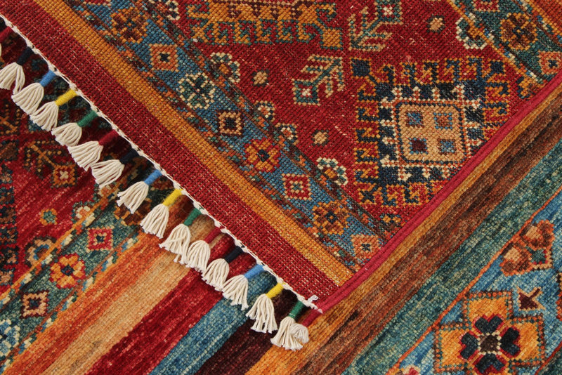 3x4 Red and Multicolor Tribal Rug