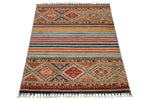3x4 Brown and Multicolor Tribal Rug