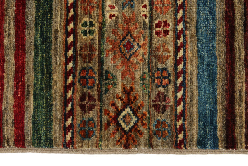 3x4 Brown and Multicolor Tribal Rug