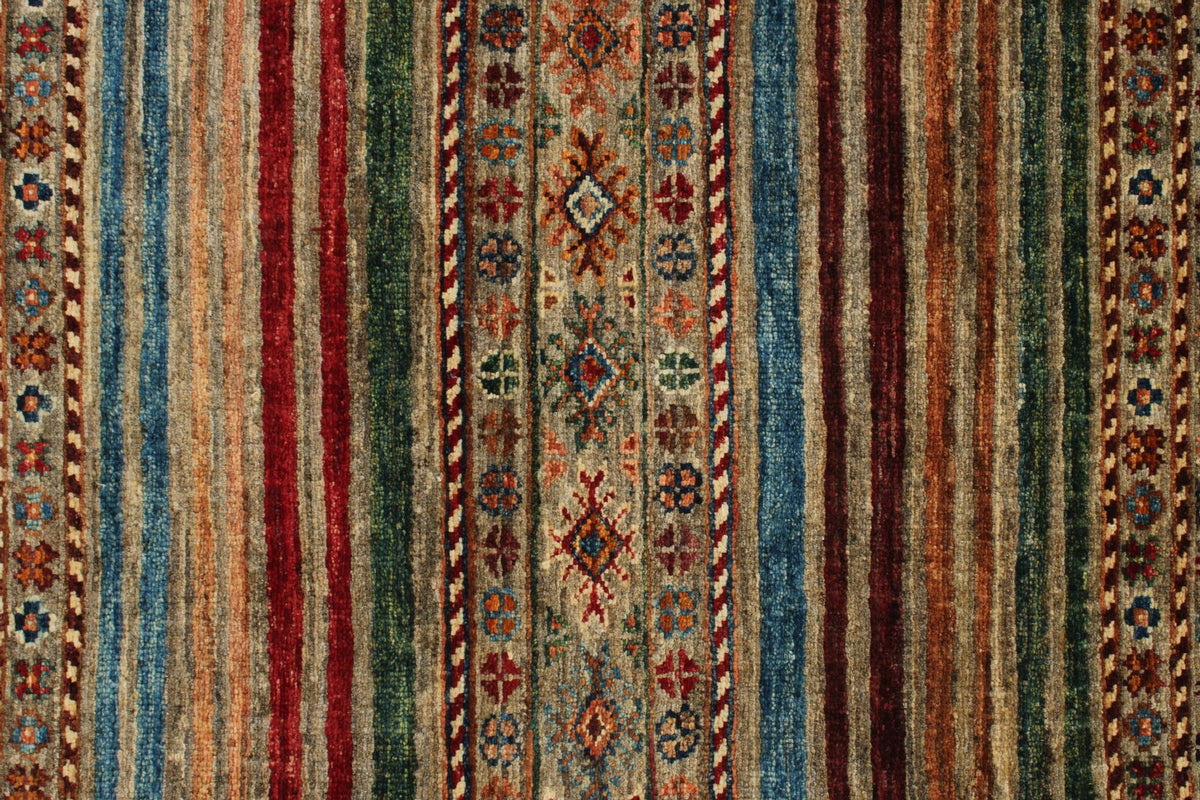3x4 Brown and Multicolor Tribal Rug