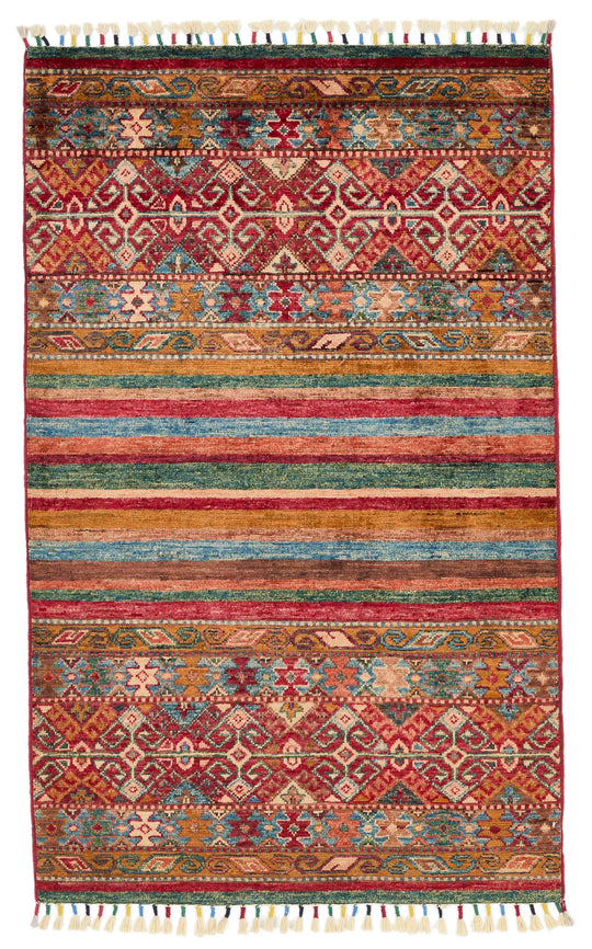 3x5 Brown and Multicolor Tribal Rug