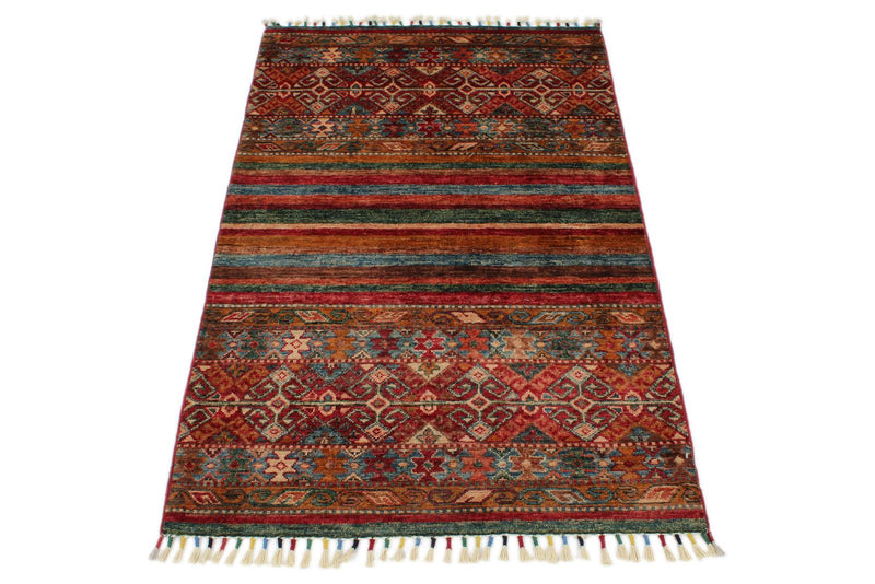 3x5 Brown and Multicolor Tribal Rug