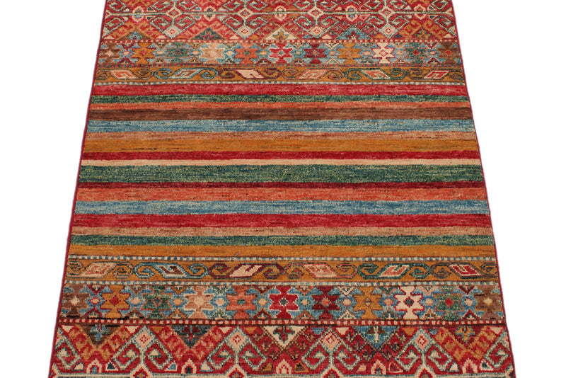 3x5 Brown and Multicolor Tribal Rug