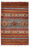 3x4 Brown and Multicolor Tribal Rug